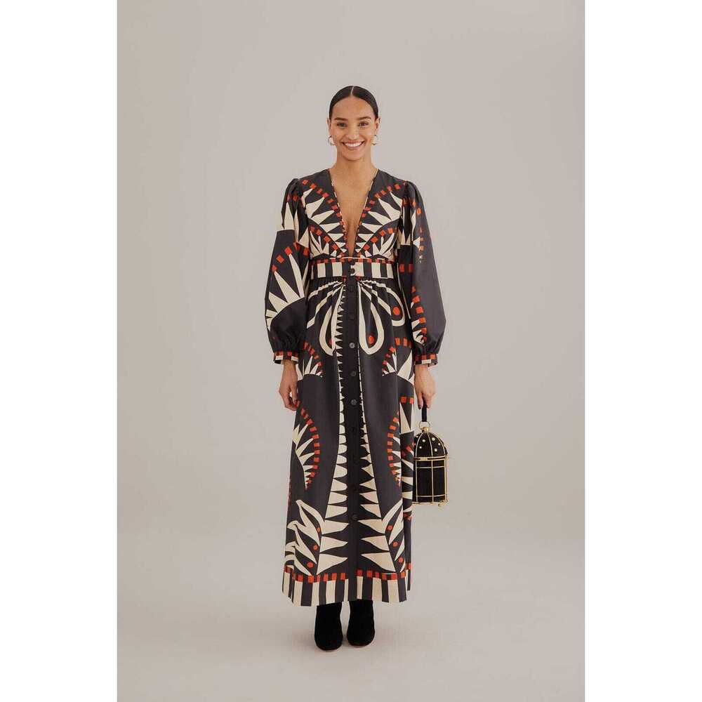 FARM Rio Black and White Graphic Maxi Dress